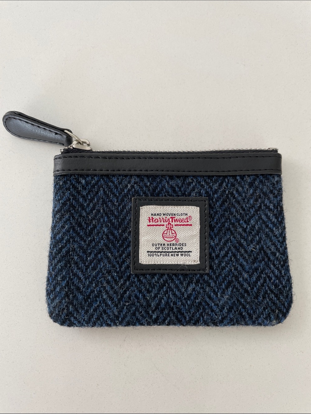 Harris Tweed Navy Zip Coin and Card Pouch Wallet